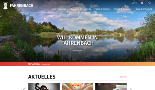 Startseite von der Homepage